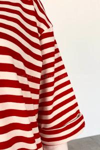 Red Crew Neck Short Arm Short Arm Cotton Printed T-shirt