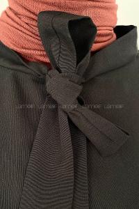 Black Foulard Neck Cotton Unprinted Dresess
