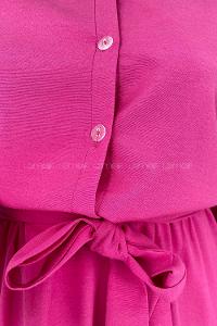 Pink Crew Neck Cotton Unprinted Dresess