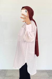 White Shirt Collar Long Arm Cotton Unprinted Shirt