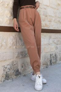 Camel Cotton High Waist Comfortable Pants