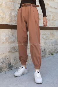 Camel Cotton High Waist Comfortable Pants