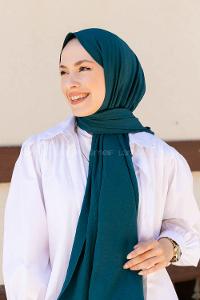 Petrol Blue Cotton Fabric Straight Shawl