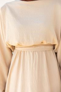 Modalamelif Yarasa Kol Prenses Elbise Sütlü Kahve