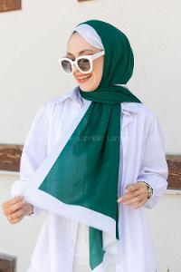 Modalamelif Zümrüt Yeşili Ekru Monogram Şal
