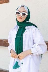 Modalamelif Zümrüt Yeşili Ekru Monogram Şal