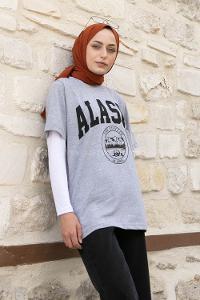 Gray Crew Neck Short Arm Cotton Printed T-shirt