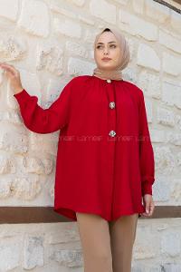 Claret Red Mandarin Collar Long Arm Ayrobin Unprinted Shirt