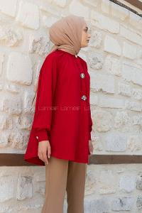Claret Red Mandarin Collar Long Arm Ayrobin Unprinted Shirt