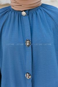 Indigo Mandarin Collar Long Arm Ayrobin Unprinted Shirt