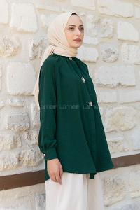 Emerald Green Mandarin Collar Long Arm Ayrobin Unprinted Shirt