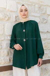 Emerald Green Mandarin Collar Long Arm Ayrobin Unprinted Shirt