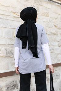 Gray Crew Neck Short Arm Cotton Printed T-shirt