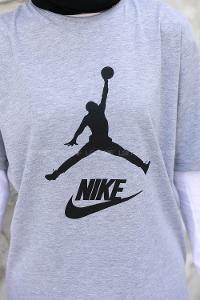 Gray Crew Neck Short Arm Cotton Printed T-shirt