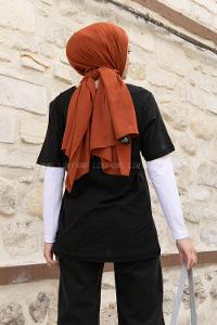 Black Crew Neck Short Arm Cotton Printed T-shirt