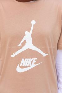 Brown With Milk Crew Neck Short Arm Cotton Printed T-shirt