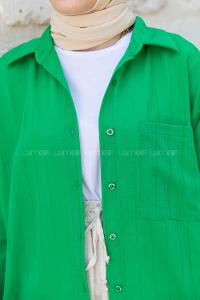 Green-1 Shirt Collar Long Arm Cotton Unprinted Shirt