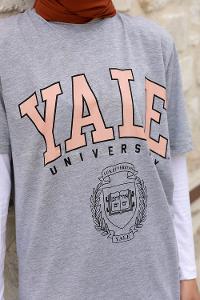 Gray Crew Neck Short Arm Cotton Printed T-shirt