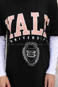 Black Crew Neck Short Arm Cotton Printed T-shirt