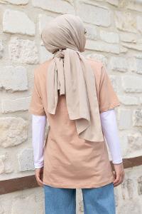 Brown With Milk Crew Neck Short Arm Cotton Printed T-shirt