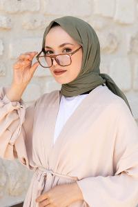 Modalamelif Asker Yeşili Pamuk Vual Şal