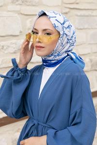 Indigo Flower Cotton Fabric Straight Shawl