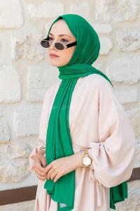 Green Combed Fabric Straight Shawl