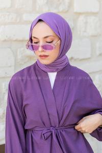 Yellow Lilac Combed Fabric Straight Shawl