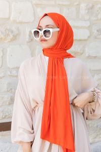 Orange Combed Fabric Straight Shawl
