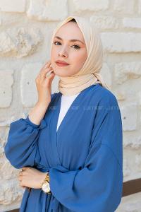 Beige Combed Fabric Straight Scarf