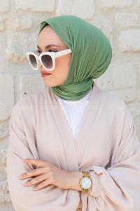 Plum Green Combed Fabric Straight Scarf