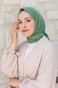 Plum Green Combed Fabric Straight Scarf