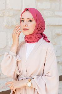 Dark Pink Combed Fabric Straight Scarf