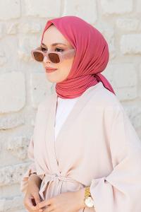 Dark Pink Combed Fabric Straight Scarf