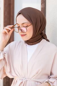 Brown Combed Fabric Straight Scarf