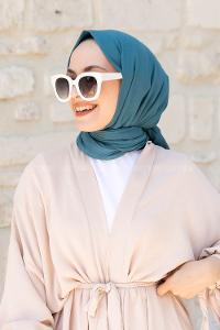 Lamelif Petrol Mavi Pamuk Vual Şal