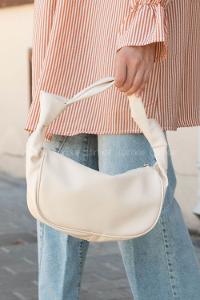 Cream Buckle Skin Hand Bag Bag