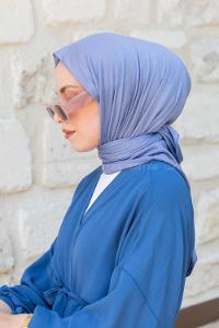 Sky Blue Combed Fabric Straight Scarf