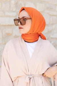 Orange Wool Printed Scarf