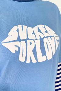 Baby Blue Crew Neck Short Arm Cotton Printed T-shirt