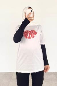White Crew Neck Short Arm Cotton Printed T-shirt