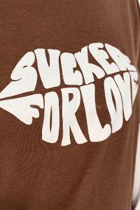 Brown Crew Neck Short Arm Cotton Printed T-shirt