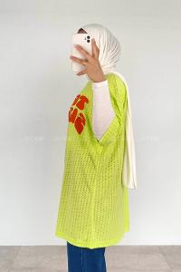 Neon Green Crew Neck Short Arm Cotton Printed T-shirt