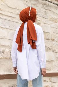 White Shirt Collar Long Arm Cotton Unprinted Shirt