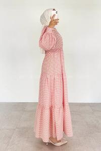 Rose Crew Neck Cotton Fabric Printed Dresess