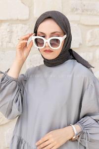 Anthracite Crepe Fabric Straight Scarf