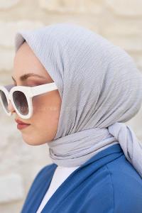 Silver Crepe Fabric Straight Scarf