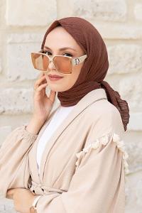 Brown Crepe Fabric Straight Scarf