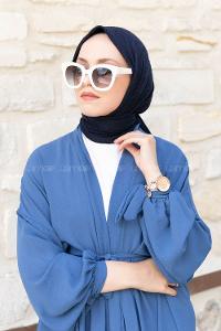 Navy Blue Crepe Fabric Straight Scarf