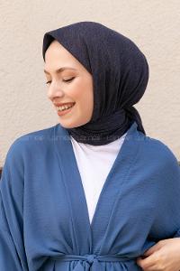 Modalamelif Pano Pamuk Eşarp Koyu Kot Mavi